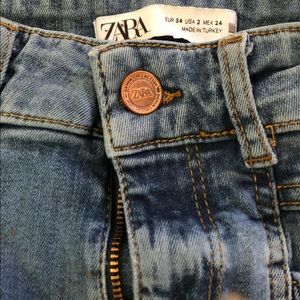 Zara Skinny Blue Hem Distressed Skinny Jeans Women